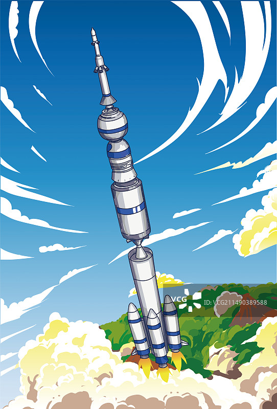 免扣火箭航空天空绘画插图无人太空天文素材图片素材