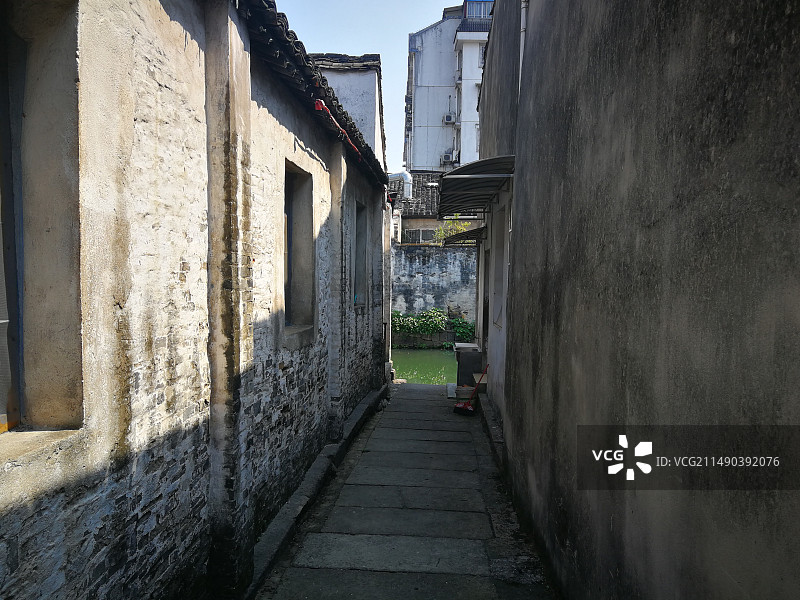 绍兴安昌古镇临河古民居建筑群 江南水乡图片素材