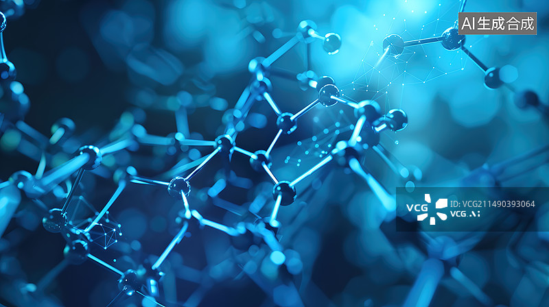 【AI数字艺术】蓝色分子生物学背景图片素材