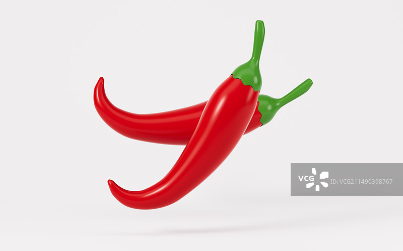 红色辣椒蔬菜模型3D渲染图片素材