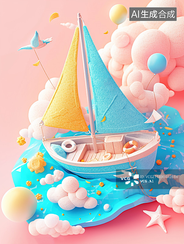 【AI数字艺术】航行的帆船图片素材