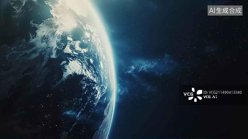 【AI数字艺术】宇宙太空中的地球发光星球图片素材