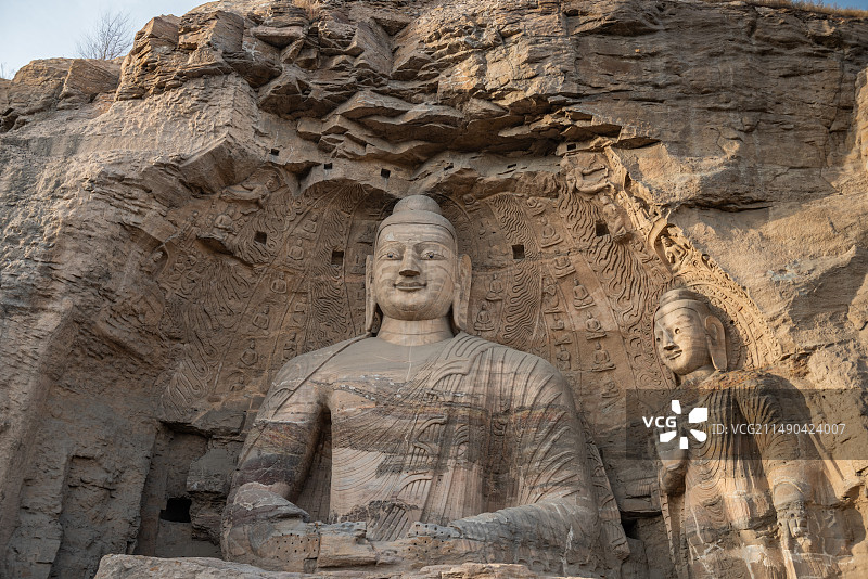 大同云冈石窟昙曜五窟之第二十窟白佛爷洞的佛像图片素材
