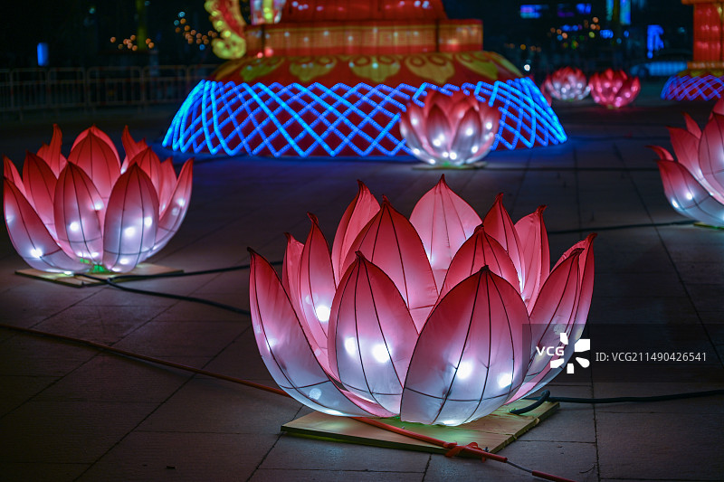 灯会花灯彩灯灯笼开封龙亭公园夜景图片素材