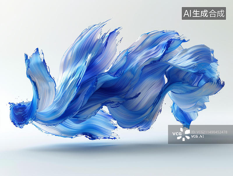 【AI数字艺术】蓝色和白色抽象画笔笔触图片素材