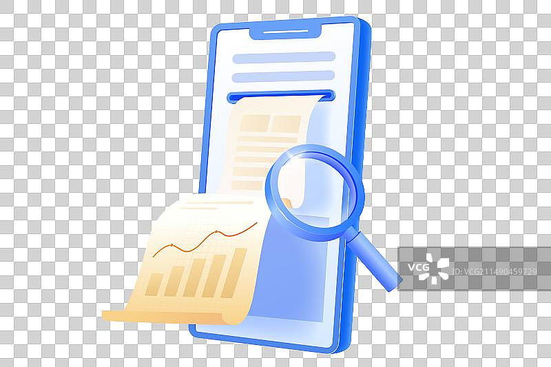 3D免抠元素放大镜查看手机账单图片素材