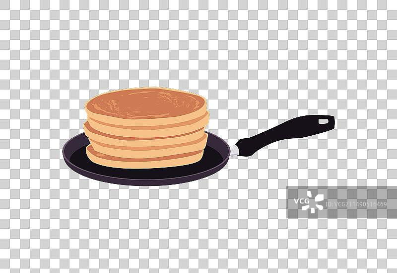 平底锅上的一摞薄煎饼，美味烘焙食品图片素材