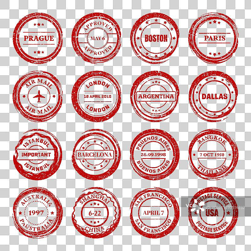 邮票标签和徽章Grunge印记图片素材