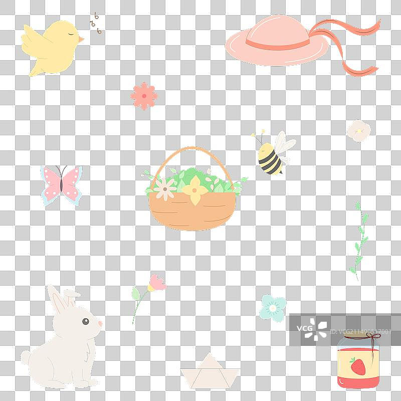 扁平风格的春季元素图片素材