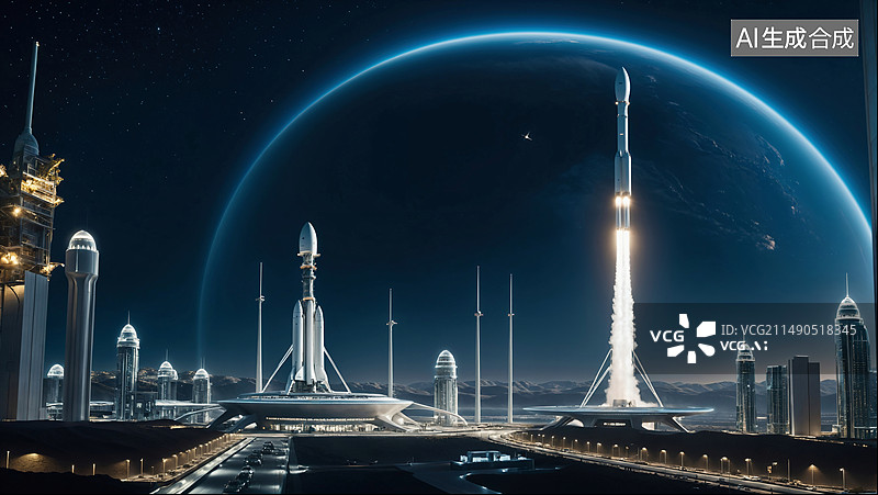 【AI数字艺术】商业航天太空探索概念图片素材