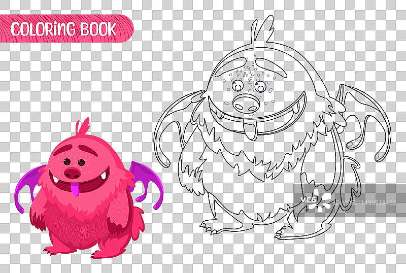 儿童可爱有趣怪物涂色本图片素材