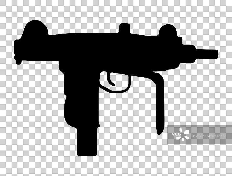 UZI冲锋枪轮廓艺术图片素材