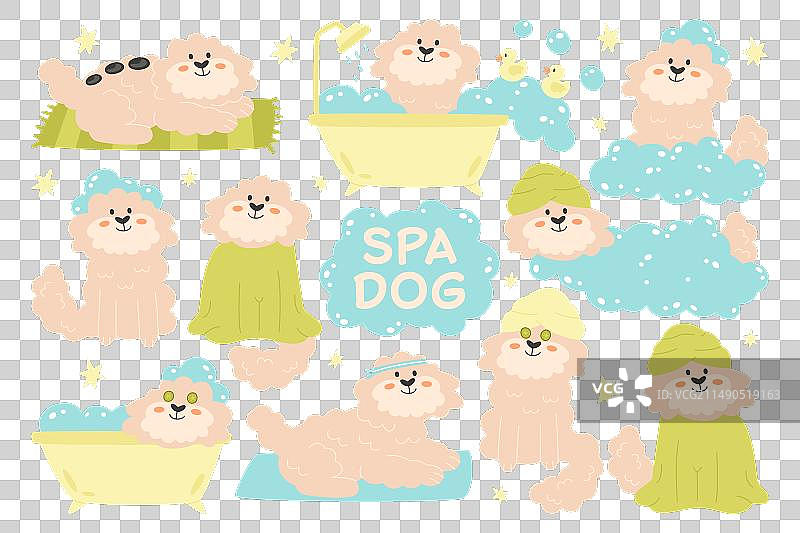 享受专业美容的可爱狗狗角色图片素材