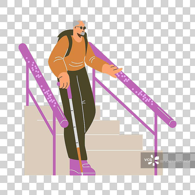 使用盲文扶手的年长者图片素材