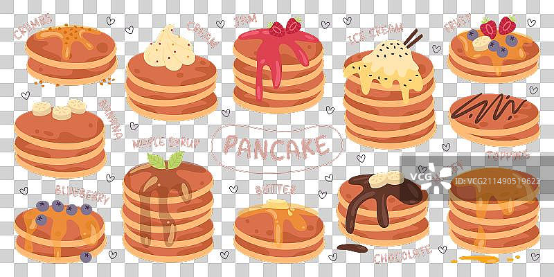 具有不同配料的煎饼图片素材