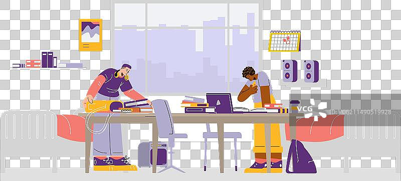 专注的宿舍学习场景图片素材