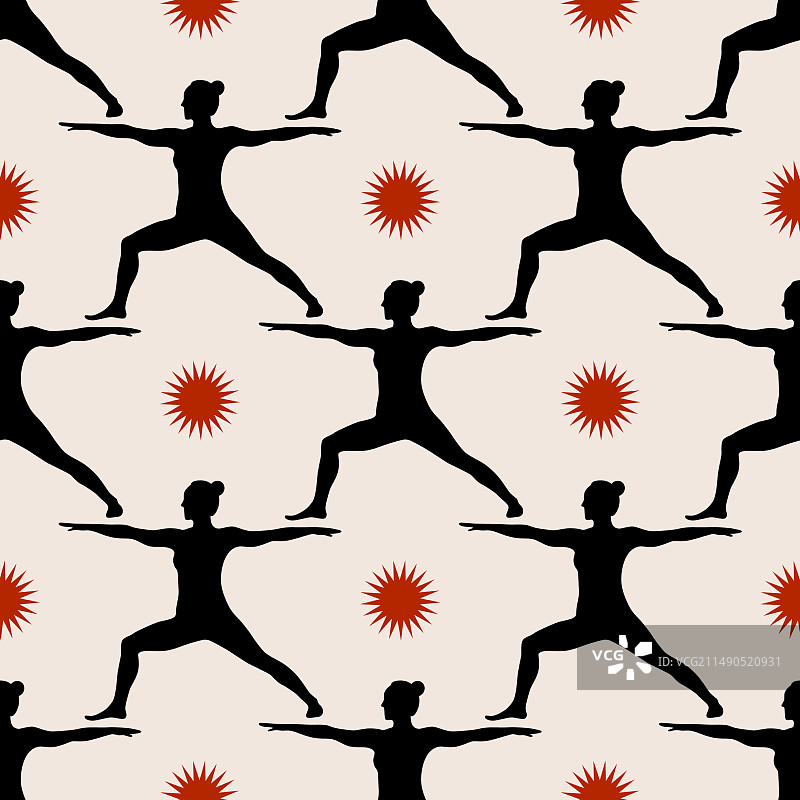 女人瑜伽无缝图案图片素材