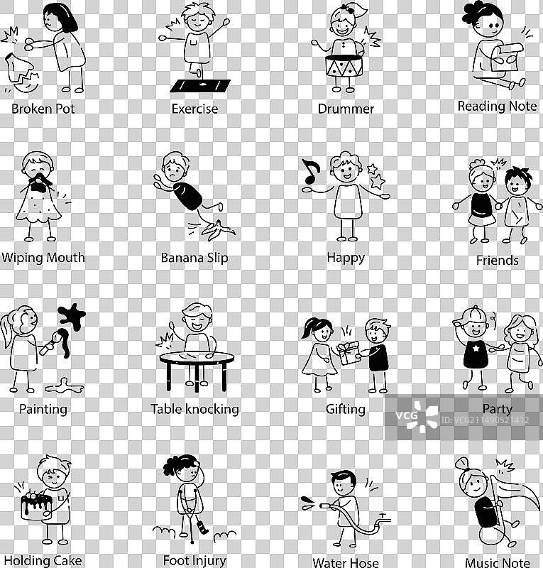 16个幼儿涂鸦图标图片素材