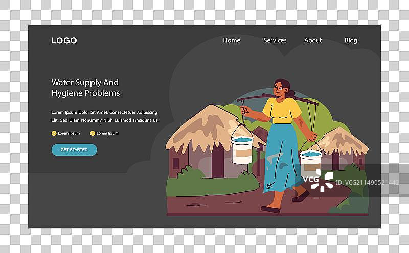 全球水危机主题扁平风格设计图片素材