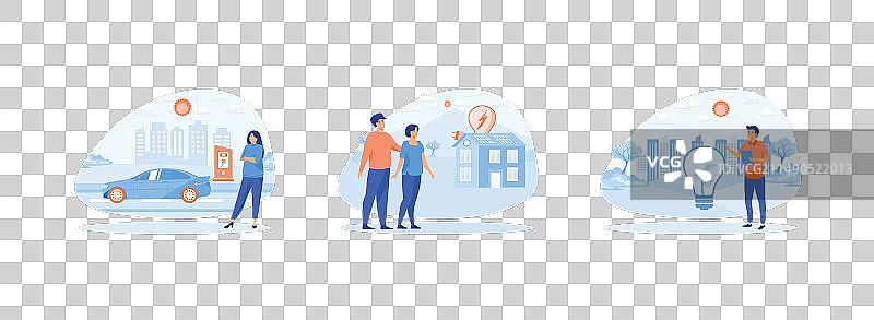 现代环保私宅太阳能充电站图片素材