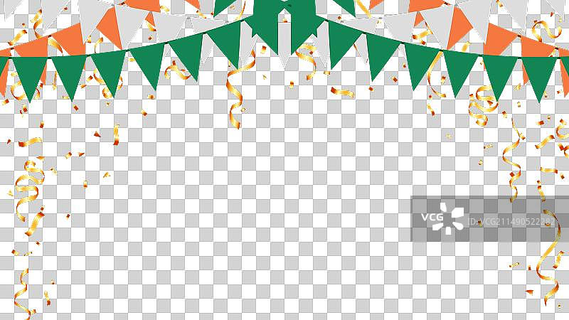 金色纸屑和三角形庆祝背景图片素材