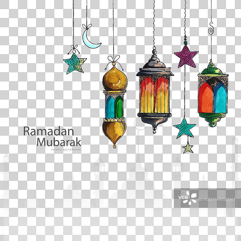 斋月穆巴拉克书法贺卡伊斯兰风格图片素材