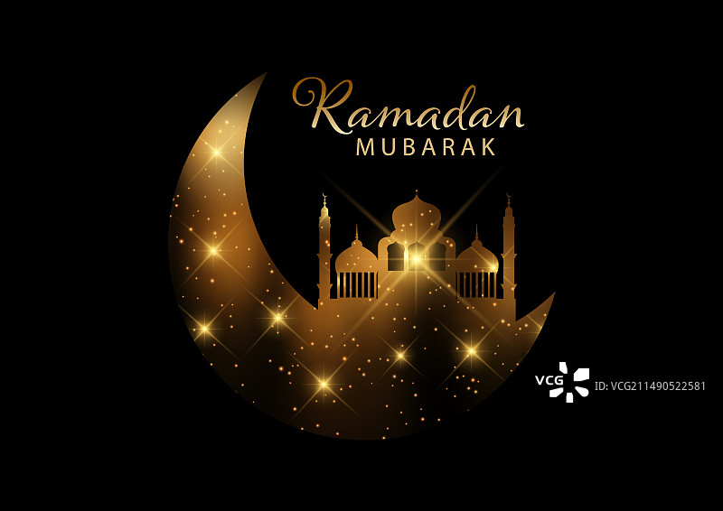 斋月穆巴拉克书法贺卡伊斯兰风格图片素材