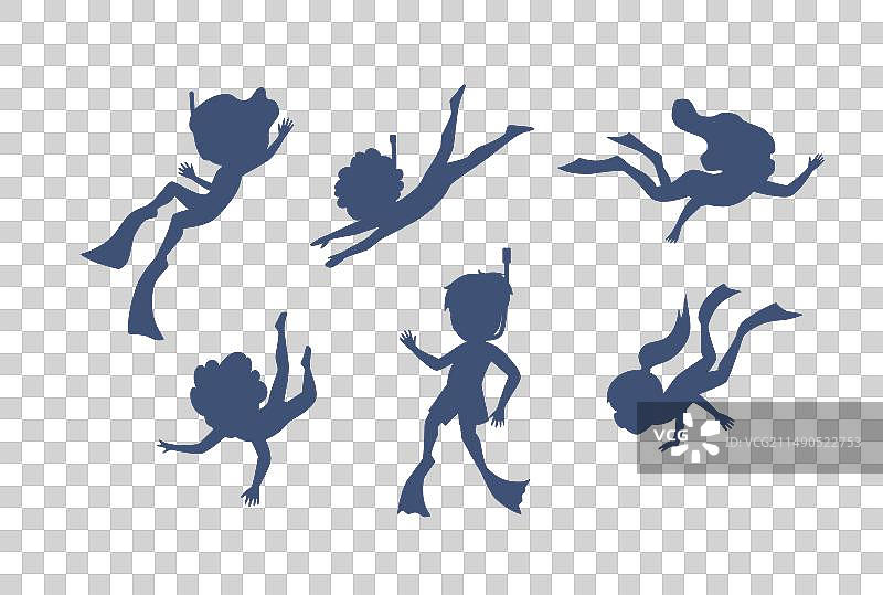 儿童浮潜轮廓图片素材