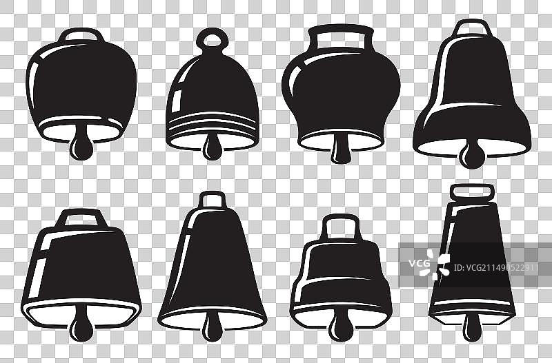 牛铃黑色单色图标音乐声音响铃图片素材