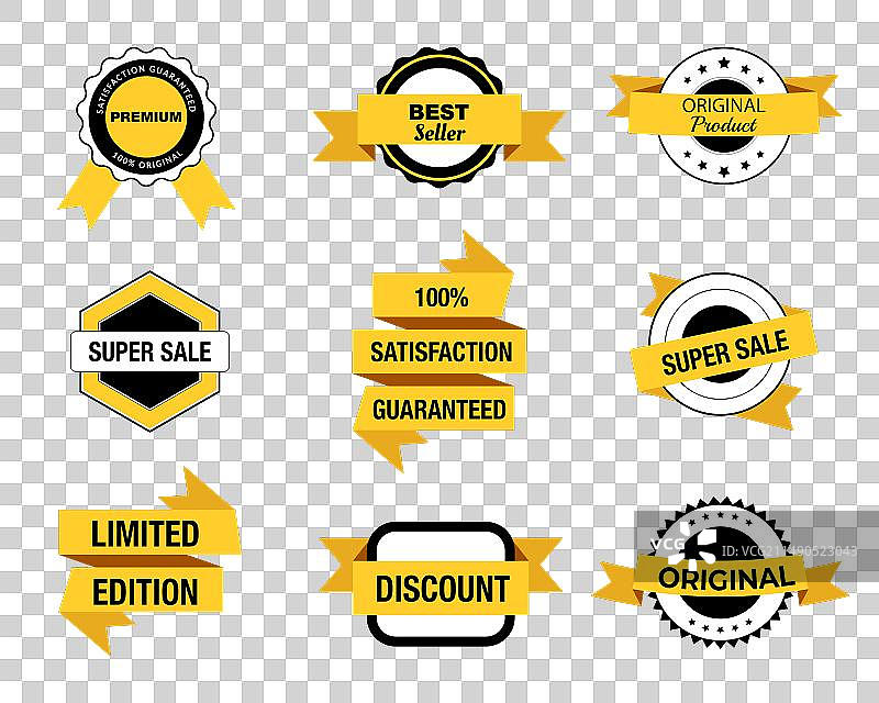 大促销标签贴纸和丝带套装图片素材