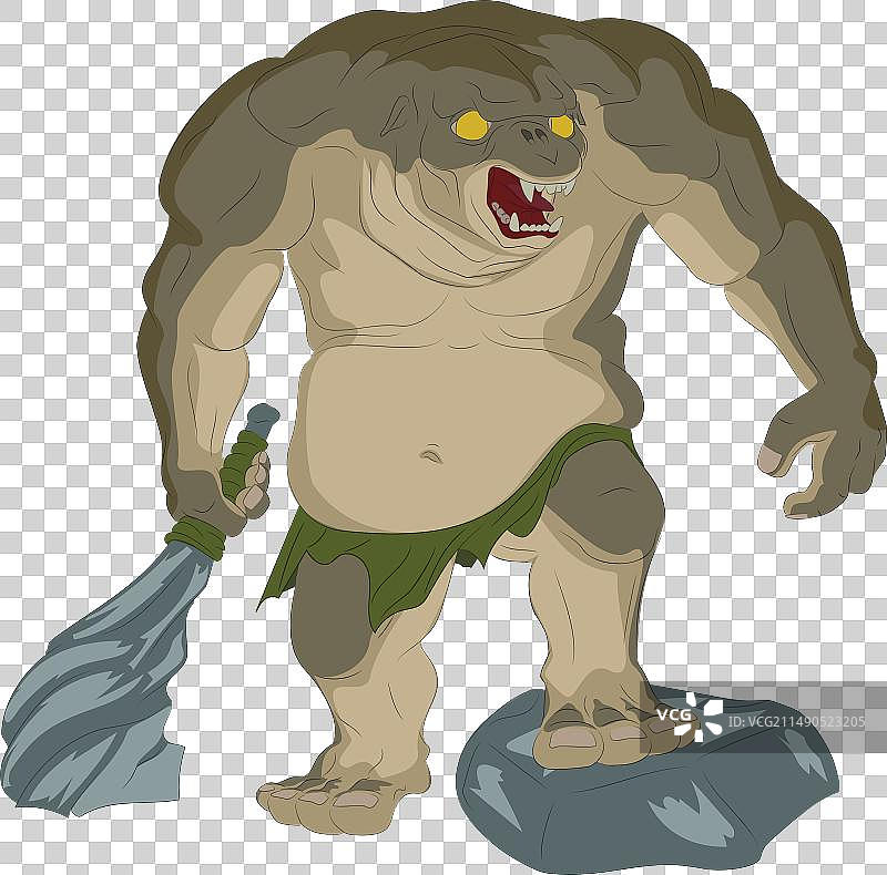 手持粗石棍的洞穴巨人图片素材