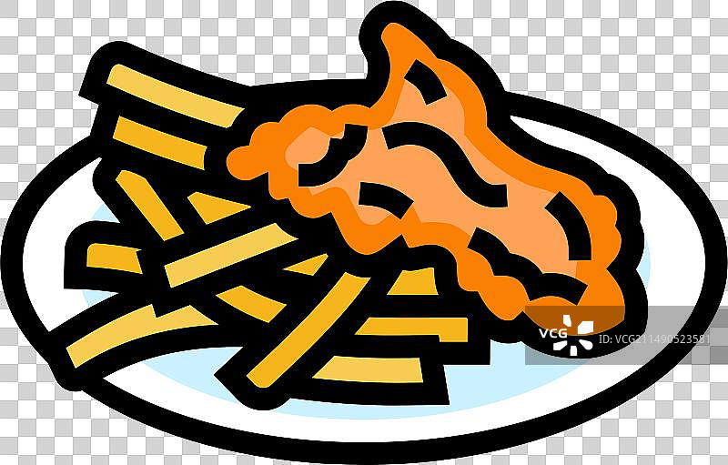 炸鱼薯条海洋美食彩色图标图片素材