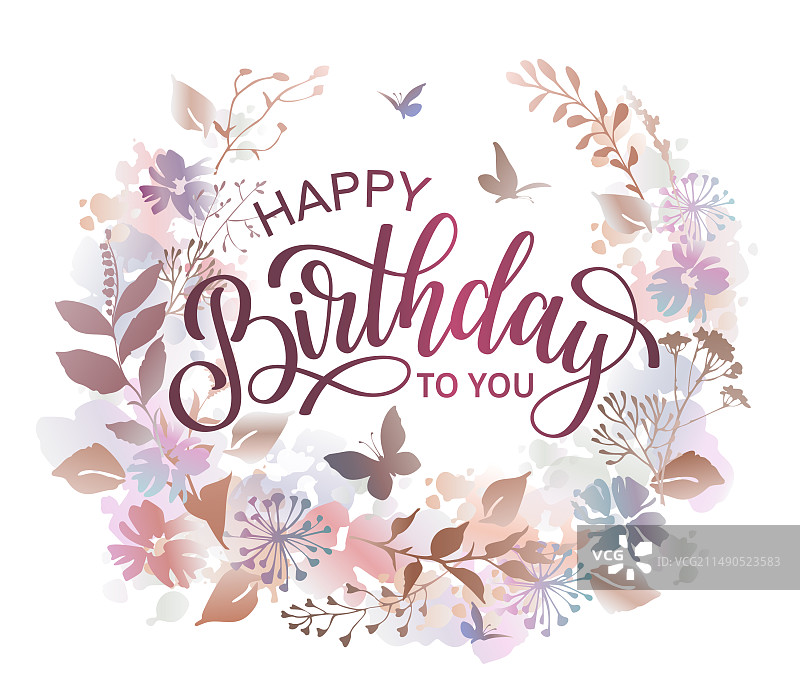 生日快乐鲜花花环图片素材