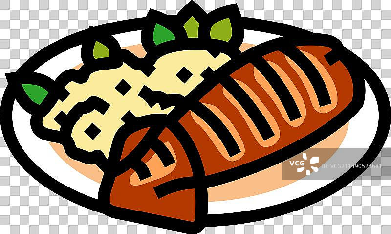 烤鱿鱼海鲜彩色图标图片素材