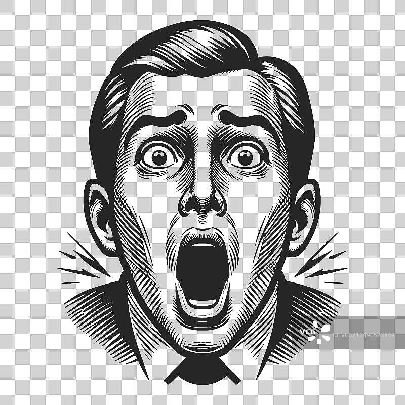 震惊的男子表情复古艺术风格图片素材