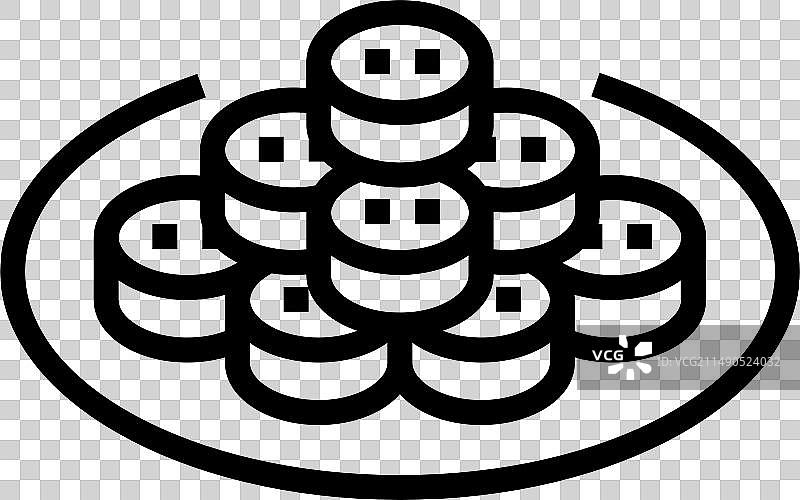 韩国紫菜包饭卷菜肴线条图标图片素材