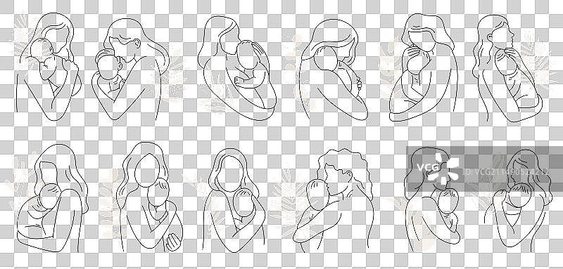 充满爱意的母亲抱着可爱的新生婴儿图片素材