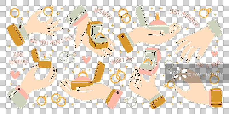 手持结婚戒指，用于结婚典礼图片素材