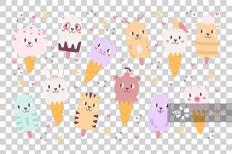 快乐动物造型冰淇淋合集图片素材
