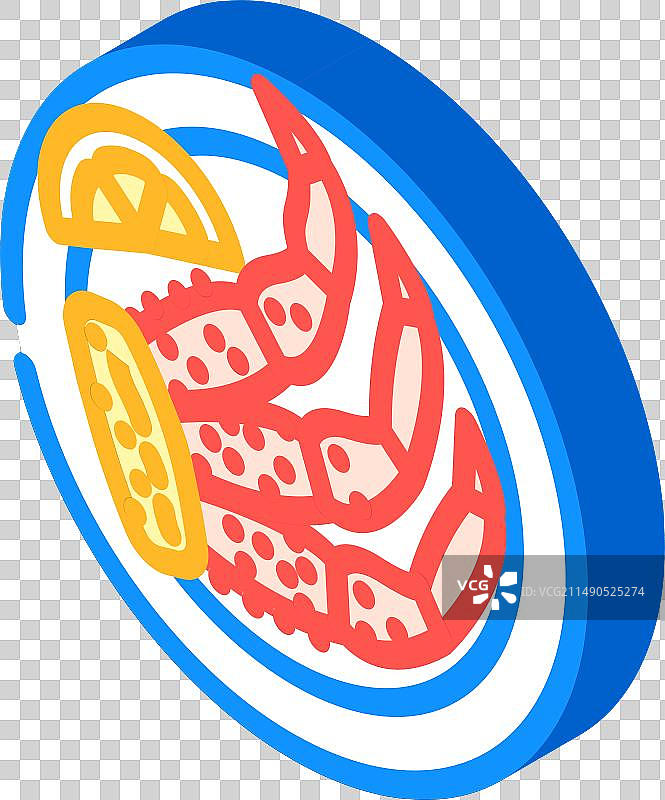 蟹腿海鲜2.5D图标图片素材