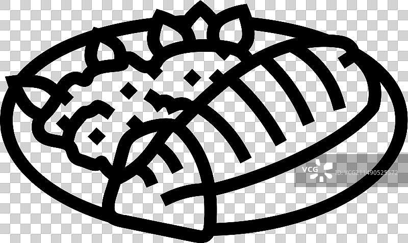 烤鱿鱼海鲜美食线形图标图片素材