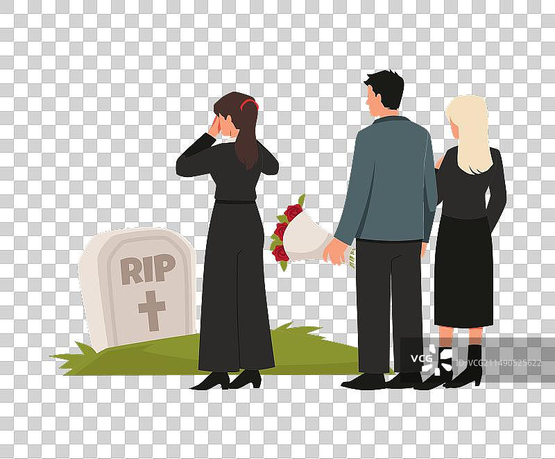 亲属拜访墓地的场景图片素材