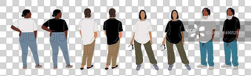 穿着休闲服装的男女人群图片素材