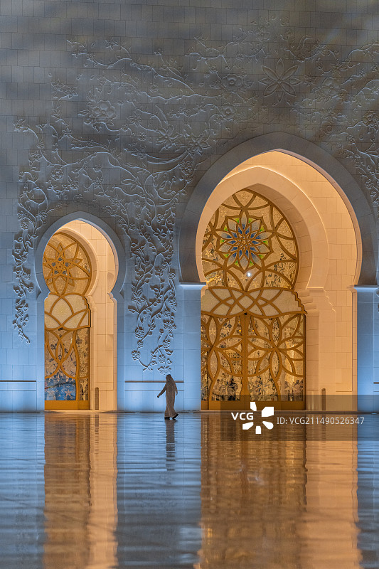 阿联酋阿布扎比谢赫扎耶德大清真寺夜景图片素材