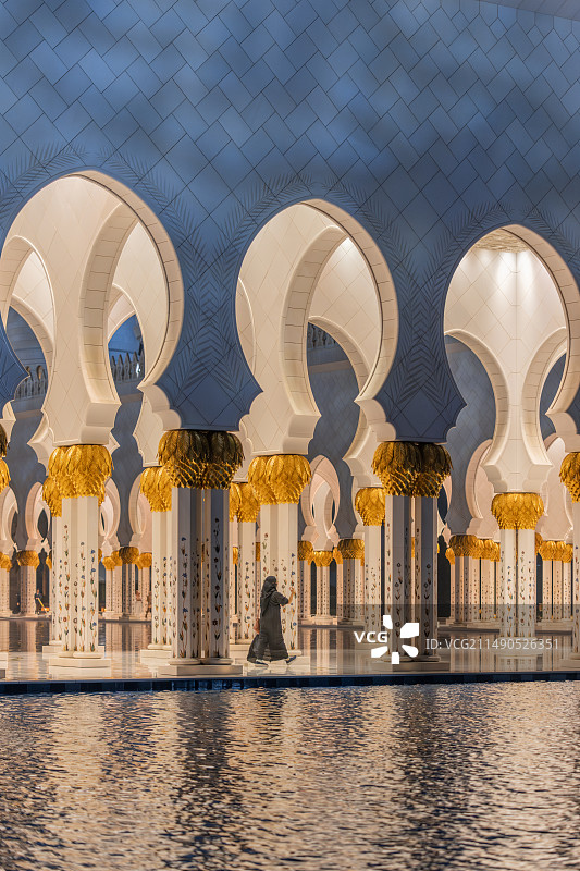 阿联酋阿布扎比谢赫扎耶德大清真寺夜景图片素材