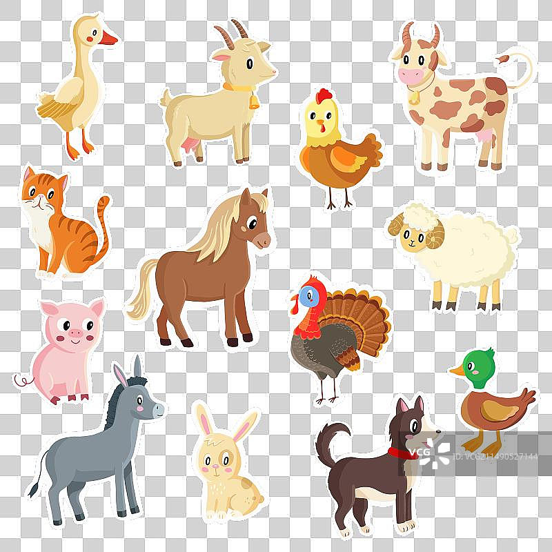 卡通动物贴纸什锦图片素材