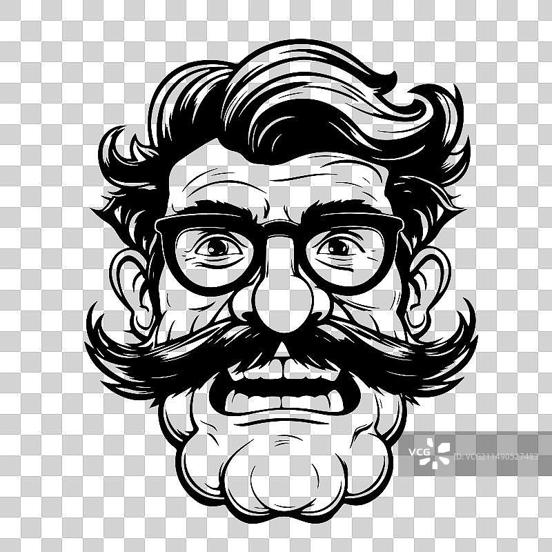 手绘胡须男士肖像图片素材