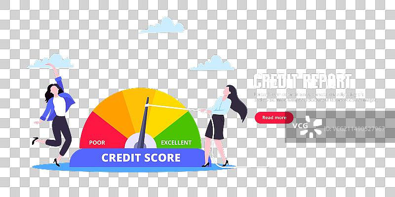 女人推动信用评分箭头图片素材