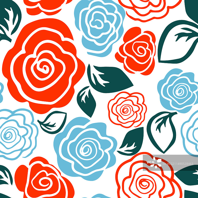 手绘玫瑰简易无缝图案图片素材