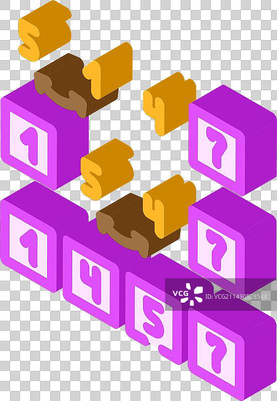 插入排序算法2.5D图标图片素材